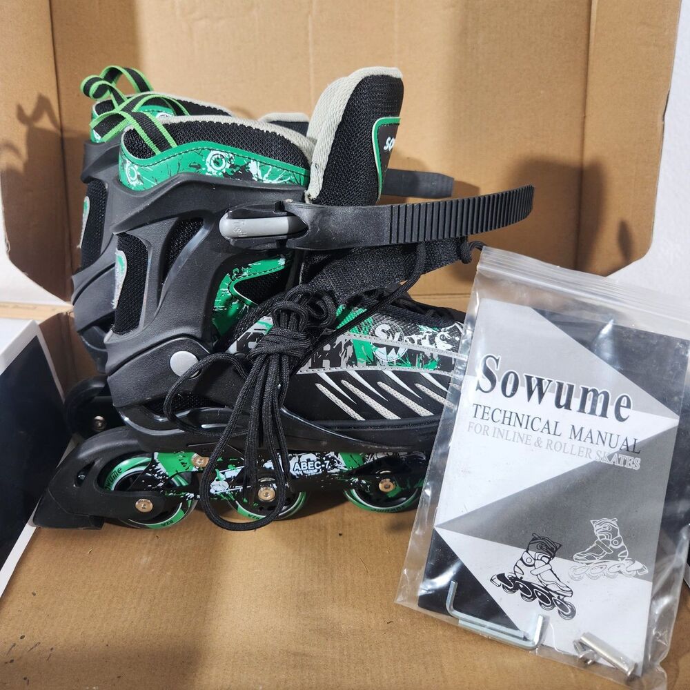 Sowume Adjustable Light Up Inline Skates /Rollerblades Size Large Adult 4-7